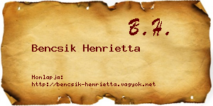 Bencsik Henrietta névjegykártya